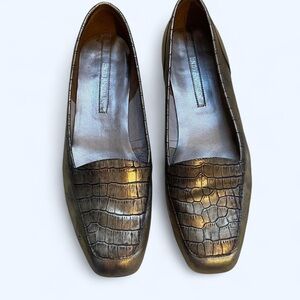 Enzo Angiolini Liberty Metallic Bronze Gold
Croc Embossed Leather Loafers 8.5